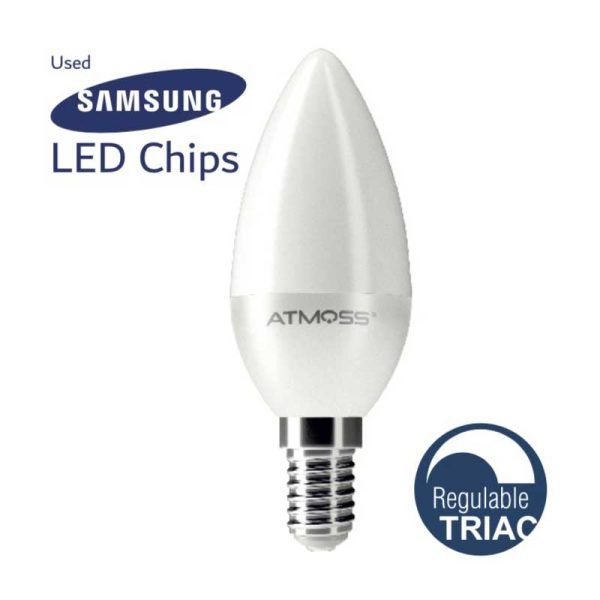 Lámpara vela Led regulable C37 6W E14 LED SAMSUNG