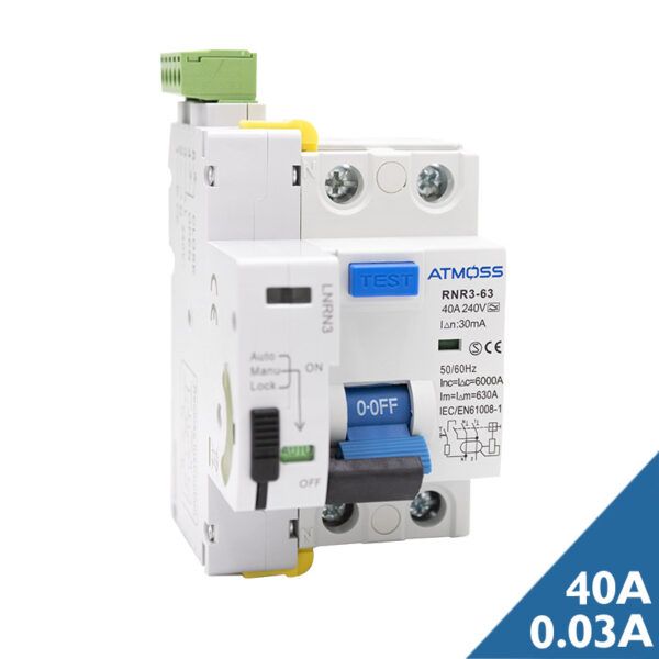 Interruptor diferencial monofásico rearme automático superinmunizado ATM; 2P; 40A; 300mA; tipo A; 6kA