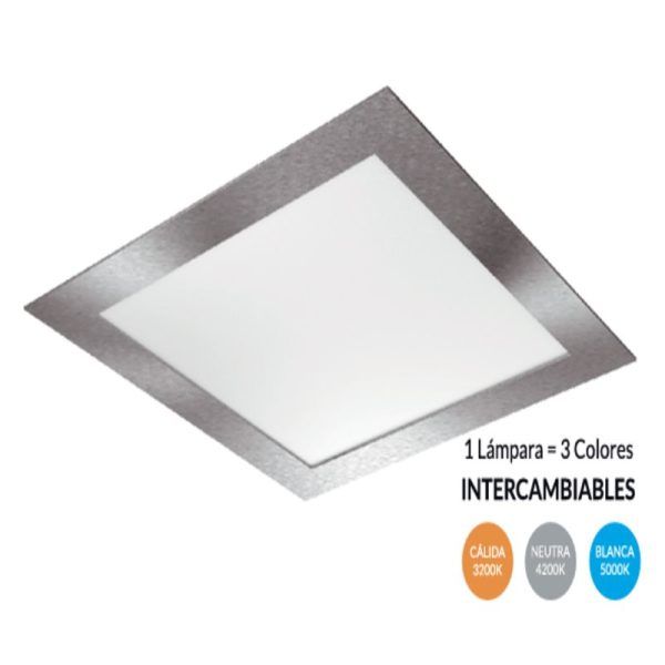 Downlight Led empotrar Slim NÍQUEL SATÍN CCT 12W 120º 170x170x6MM
