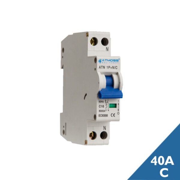Interruptor magnetotérmico estrecho; ATM; DPN; 1P+N; 40A; curva C; 6kA