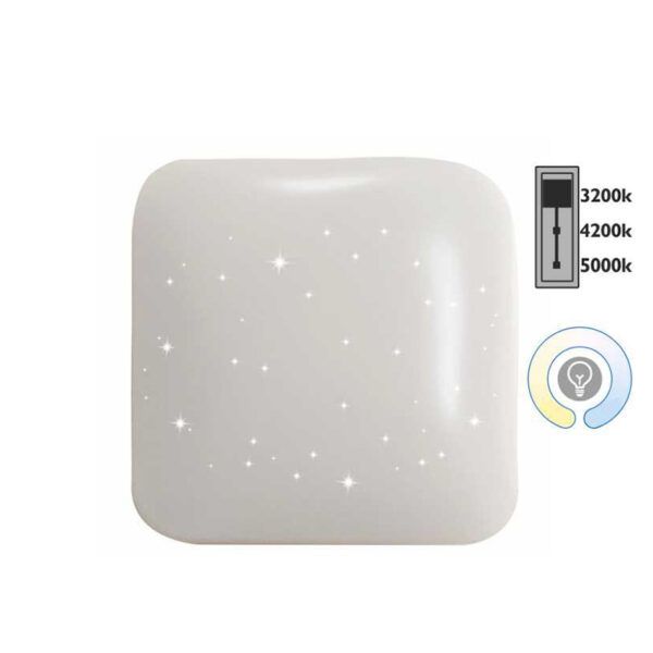 Plafón Led cuadrado 3 en 1 efecto BRILLANTE CCT 36W 120º 430x430x80MM