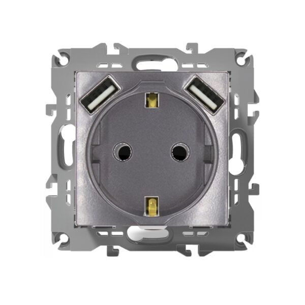 BASE CORRIENTE 16A+2USB /ALUMINIO S20
