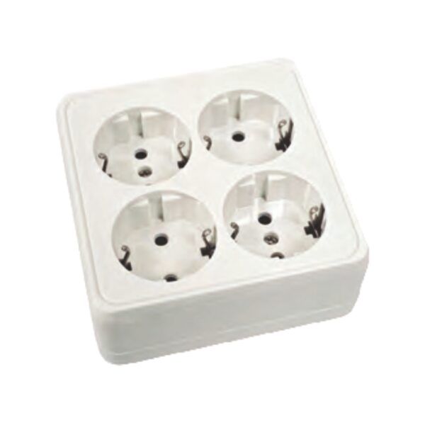 BASE MULTIBLE 4 TOMAS CUADRADA C/TT S/CABLE