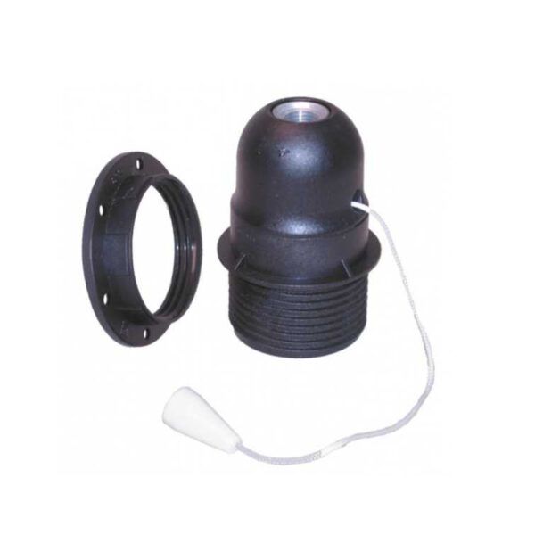 PORTALÁMPARAS TIRADOR E27 NEGRO