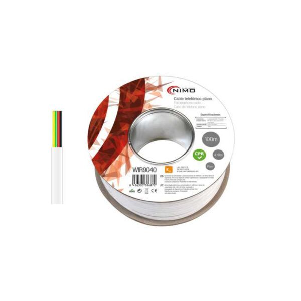 CABLE TELEFONICO PLANO 4 HILOS BLANCO