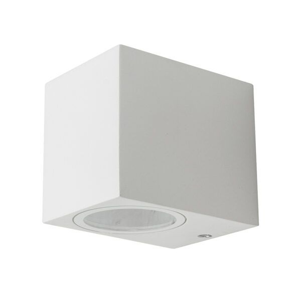 Aplique pared aluminio cuadrado Blanco; Exterior IP65; 1xGU10