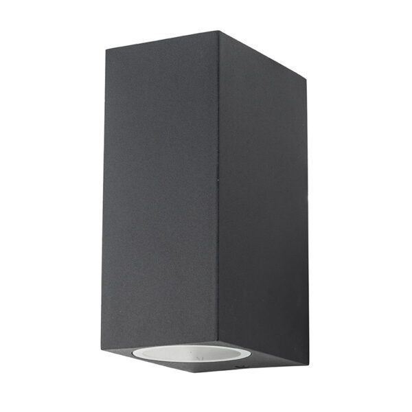 Aplique pared aluminio cuadrado Negro; Exterior IP65; 2xGU10
