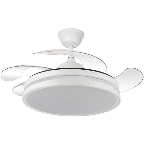 Ventilador de techo LED Ø92; motor DC; con aspas retráctiles MIKOS MINI; 55W; blanco CCT
