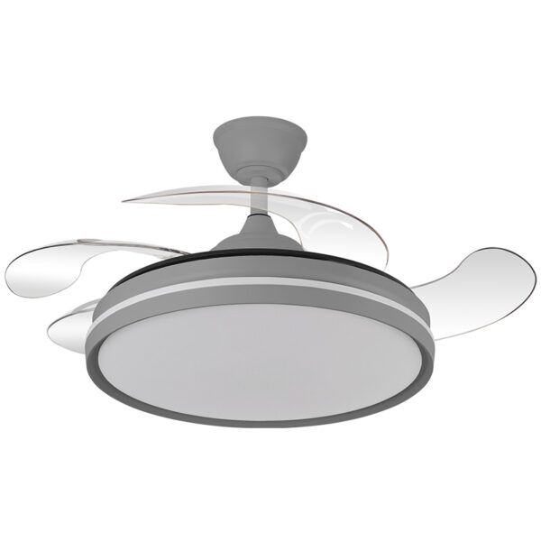 Ventilador de techo LED Ø107; motor DC; con aspas retráctiles MIKOS; 72W; plata CCT