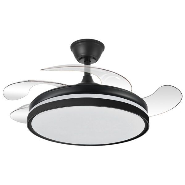Ventilador de techo LED Ø107; motor DC; con aspas retráctiles MIKOS; 72W; negro CCT