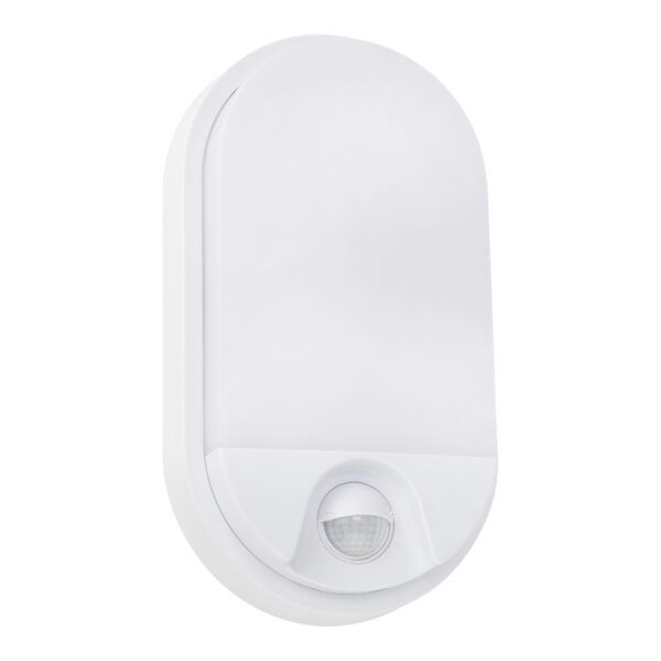 Aplique pared PALERMO policarbonato oval Blanco con sensor de movimiento; LED 15W; Exterior IP54; 1100Lm; CCT