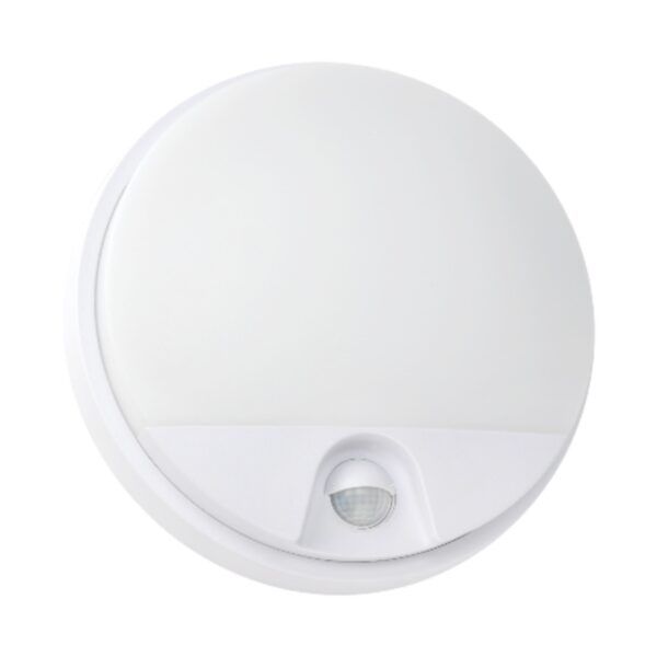 Aplique pared SORENTO policarbonato redondo Blanco con sensor de movimiento; LED 15W; Exterior IP54; 1100Lm; CCT