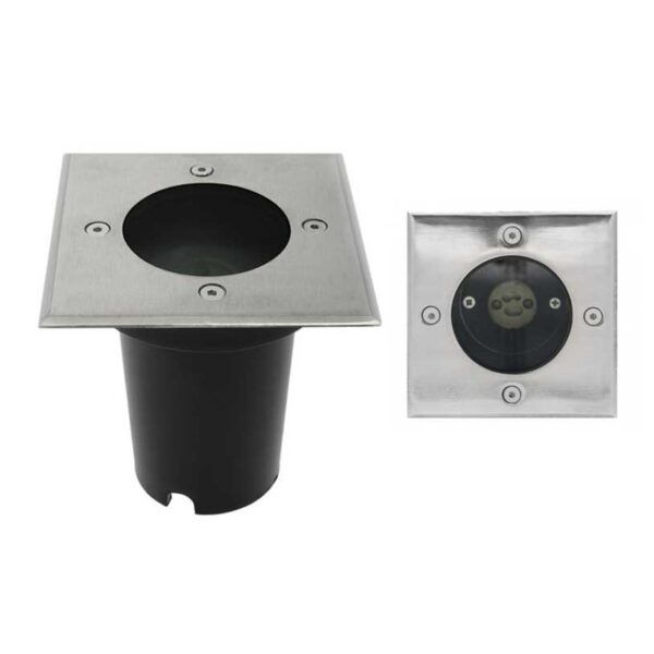 Foco empotrable suelo cuadrado GUBBET níquel satín; Exterior IP67; 1xGU10