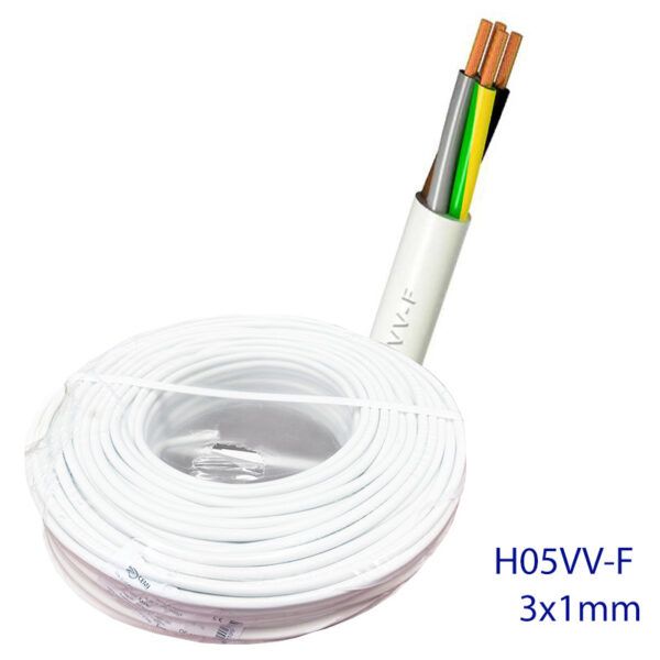 Manguera eléctrica 3x1mm² H05VV-F  R/100mtr