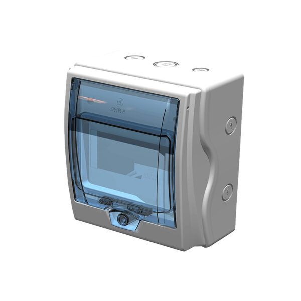 CAJA SUPERFICE 6 ELEMENTOS IP65 PUERTA AZUL TRANSPARENTE; APERTURA ARRIBA - 150x195x90MM