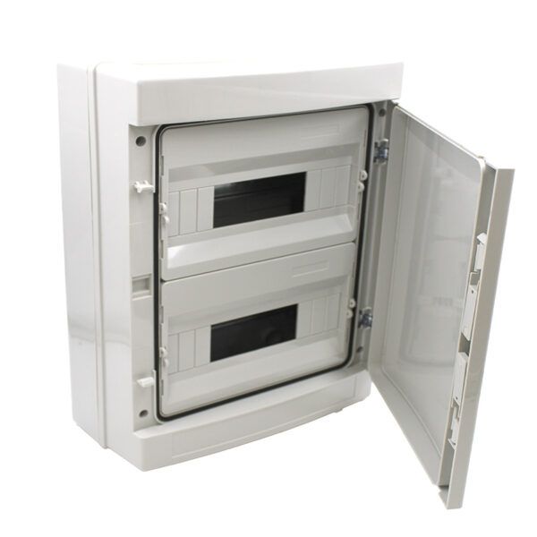 CAJA SUPERFICE 24 ELEMENTOS; 2 FILAS; IP65 PUERTA OPACA; APERTURA LATERAL - 298x420x140MM