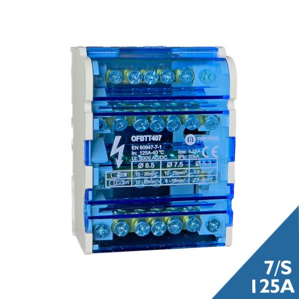 Repartidor modular OMN 4P 125A;  4x7 conexiones; 4,5 módulos