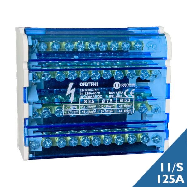 Repartidor modular OMN 4P 125A;  4x11 conexiones; 5,5 módulos