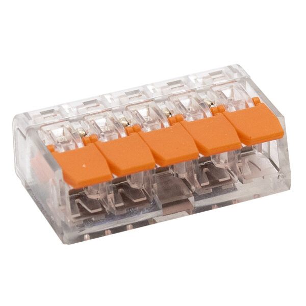Regleta conexión rápida universal para cable eléctrico; 5 polos; 4mm