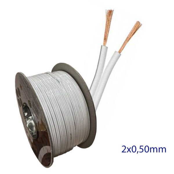 Cable paralelo polarizado blanco 2x0,5mm R/100mtr