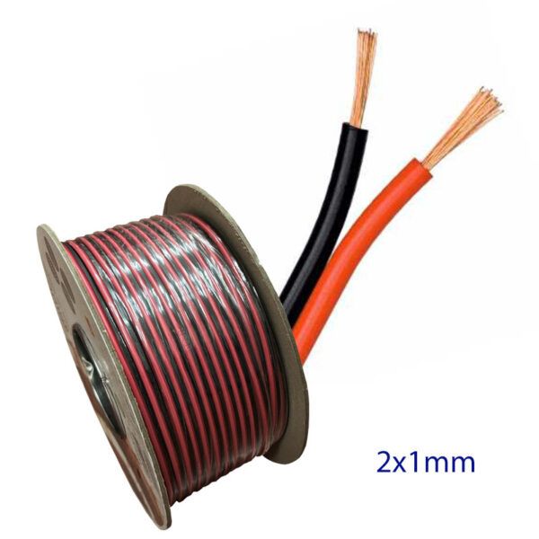 Cable paralelo rojo y negro 2x1mm R/100mtr