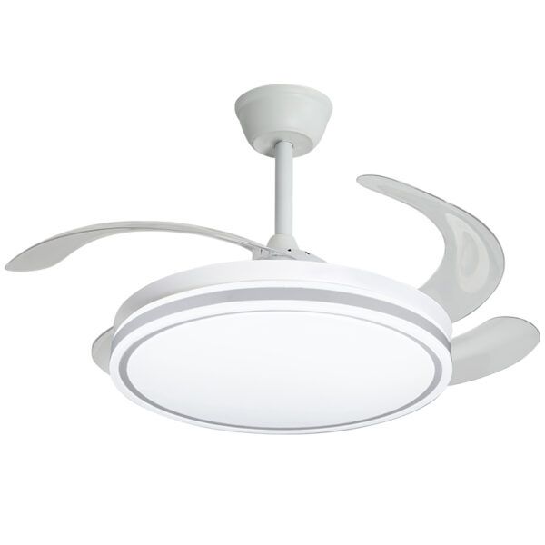 Ventilador de techo LED Ø107; motor DC; con aspas retráctiles XULA; 72W; blanco CCT