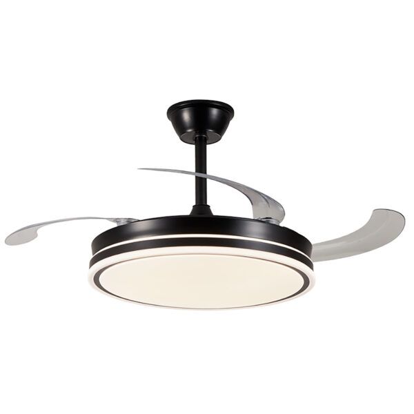 Ventilador de techo LED Ø107; motor DC; con aspas retráctiles XULA; 72W; negro CCT