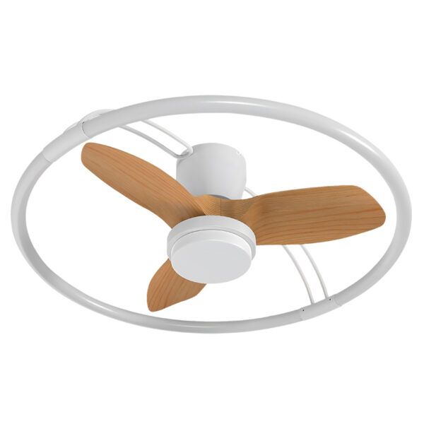 Ventilador de techo LED Ø80; motor DC; decorativo THAI; 45+18W; blanco/haya CCT