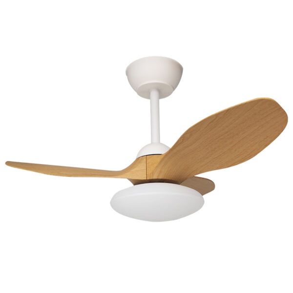 Ventilador de techo LED Ø80 con 3 aspas; motor DC; decorativo ANTIC; 24W; blanco/haya CCT