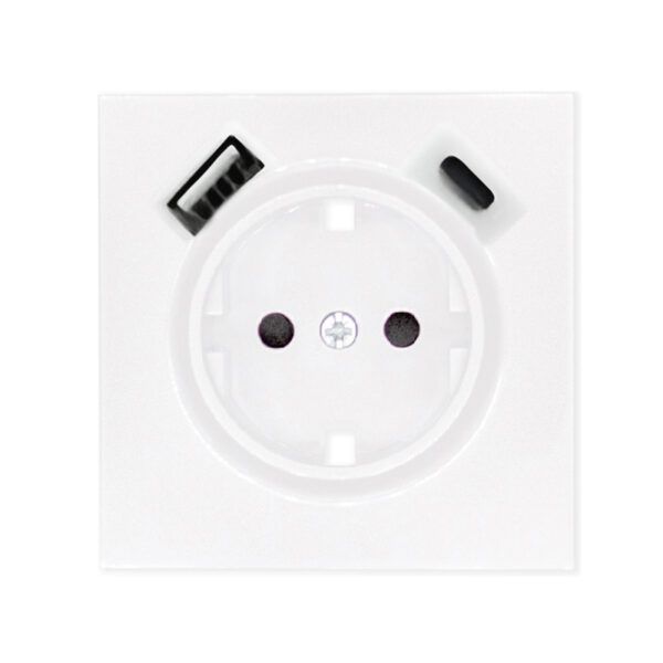 TAPA BASE CORRIENTE 16A 2USB; TIPO AC /BLANCO S40 ART