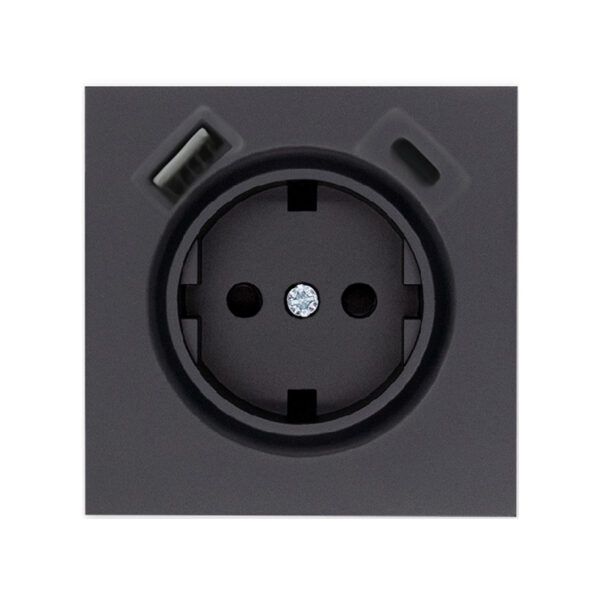 TAPA BASE CORRIENTE 16A 2USB; TIPO AC /NEGRO S40 ART