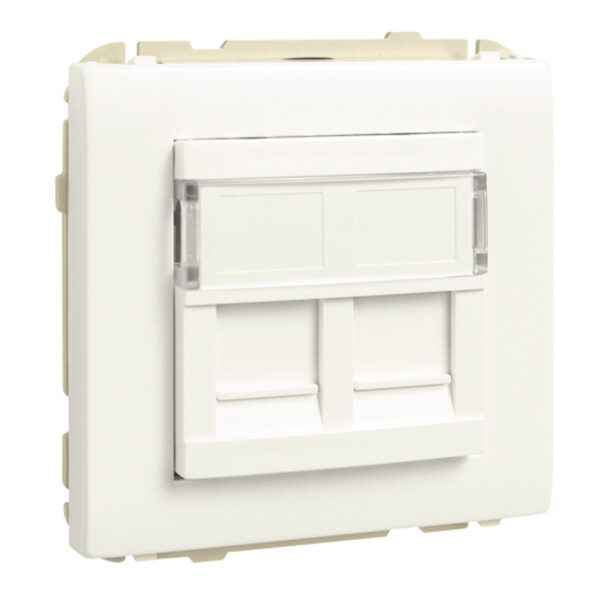 TAPA C/SOPORTE P/DOS CONECTORES RJ45 BLANCO