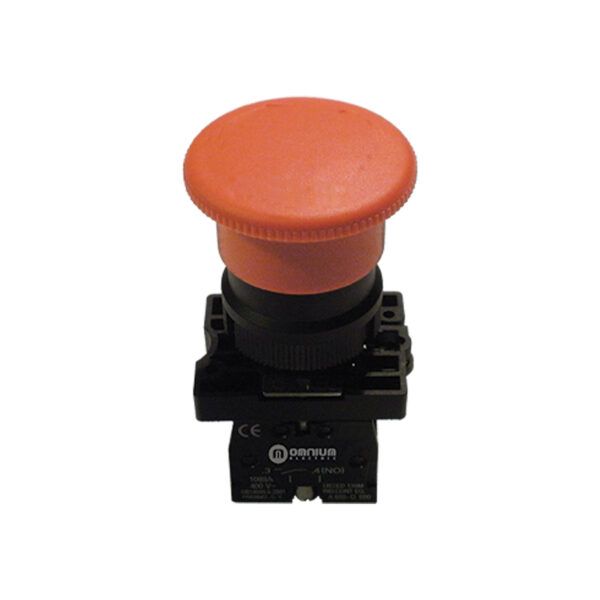 Botón de seta Ø40mm, montado con 1NC, color rojo