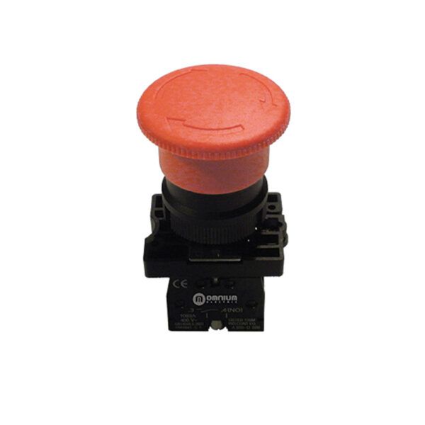 Botón de seta (girar para retorno) Ø40mm, montado con 1NC, color rojo