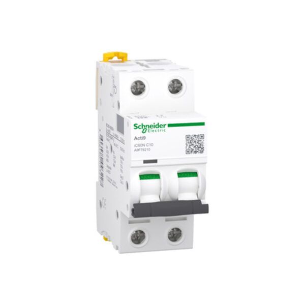 Interruptor magnetotérmico; Acti9 iC60N; 2P; 10 A; curva C; 6000 A/10 kA