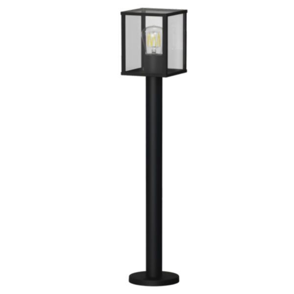 BALIZA EXTERIOR ALUMINIO NEGRO CUADRADO 1xE27 350x110x110mm, 230V, IP54
