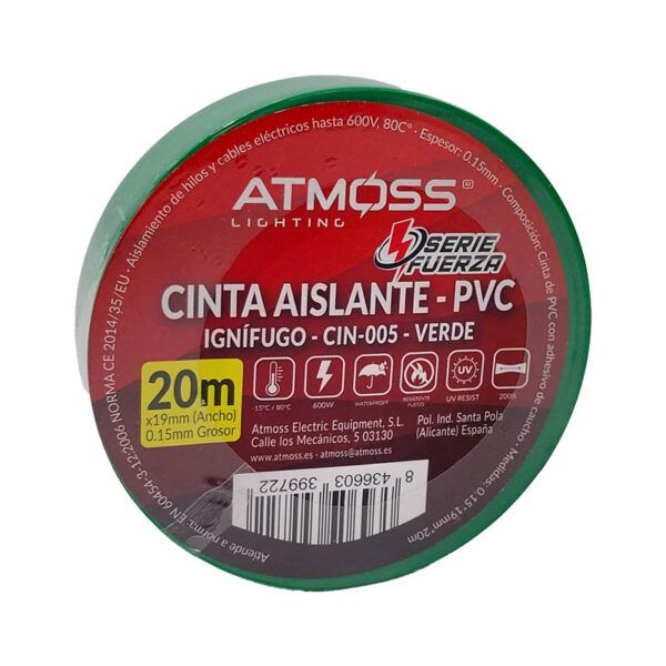 CINTA AISLANTE PVC IGNIFUGA ALTA RESISTENCIA 20x19mm VERDE