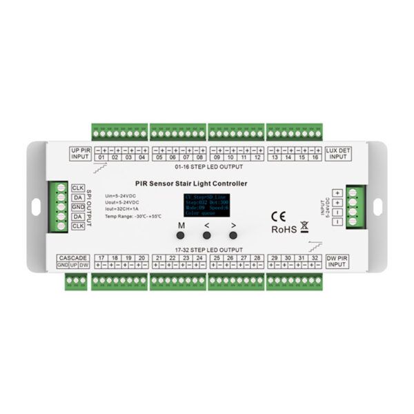 CONTROLADOR LUZ ESCALERA CON SENSOR PIR DE 32 CANALES