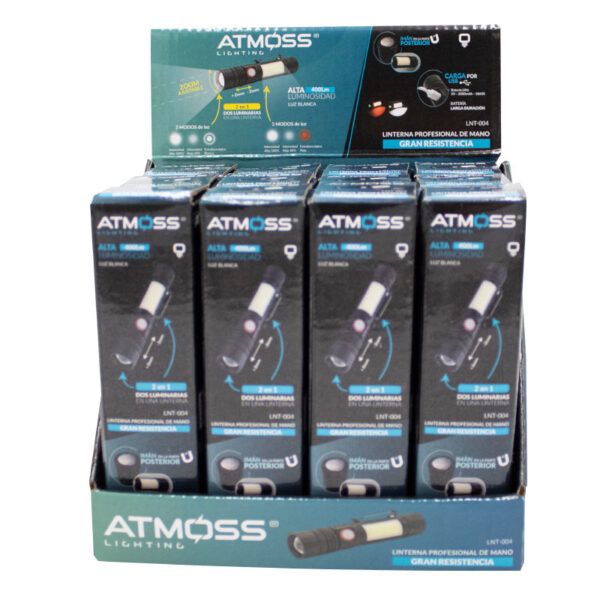 LINTERNA MANO/BOLSILLO 2 EN 1 CON BATERIA DE LITIO 2000mAh, 400LM, Usb