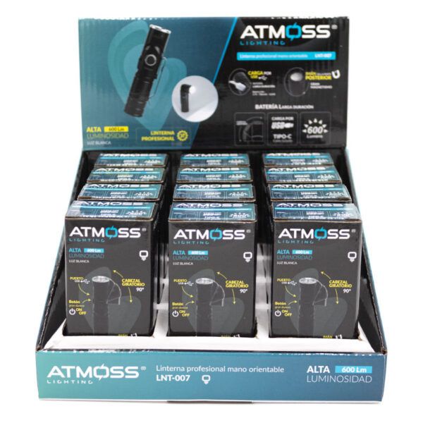 LINTERNA MANO ORIENTABLE 95cm CON BATERIA DE LITIO 2000mAh, 600LM, Usb TIPO C