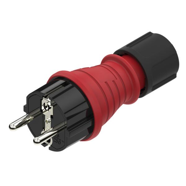 CLAVIJA SCHUKO EXTERIOR PROF GOMA MACHO 16A ROJO