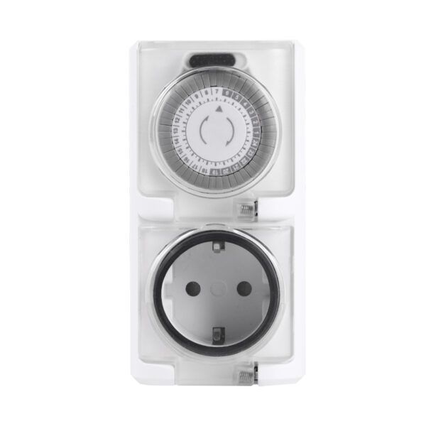 RELOJ TEMPORIZADOR 24 HORAS MECANICO EXTERIOR ENCHUFABLE IP44 BLANCO