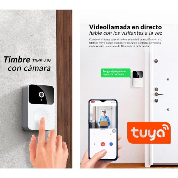 TIMBRE EXTERIOR INALÁM WIFI CÁMARA BOTÓN Y ACC.TIM