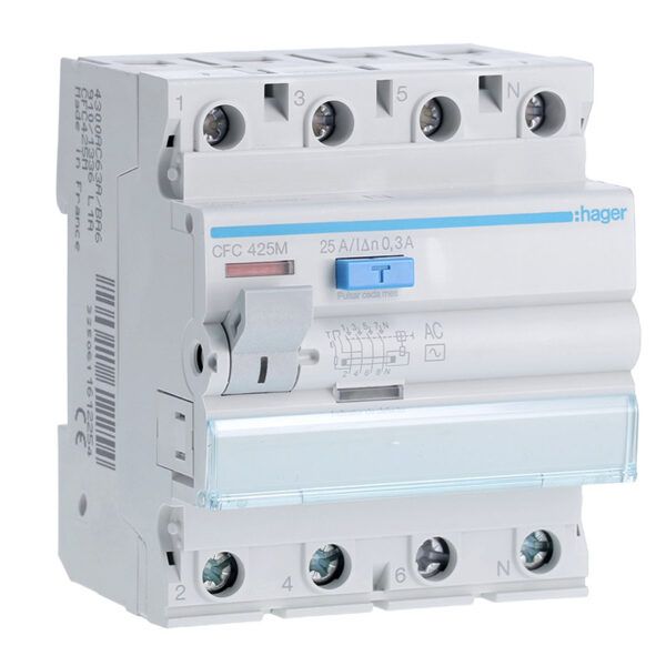 Interruptor diferencial 4P 25A 300mA tipo AC