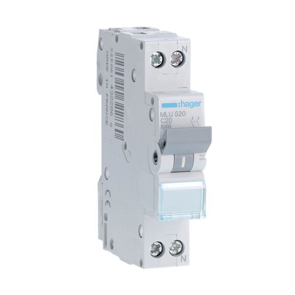 Interruptor automático magnetotérmico serie ML 1P+N 20A C 6kA