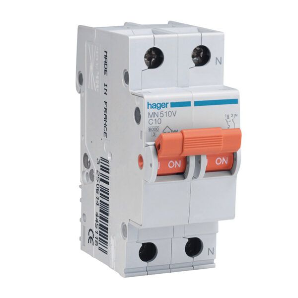 Interruptor automático magnetotérmico serie MN 1P+N 10A curva C 6kA