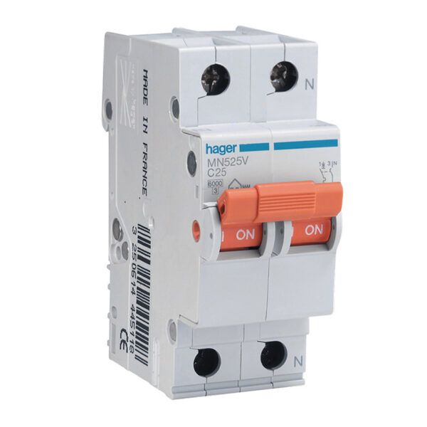 Interruptor automático magnetotérmico serie MN 1P+N 25A curva C 6kA