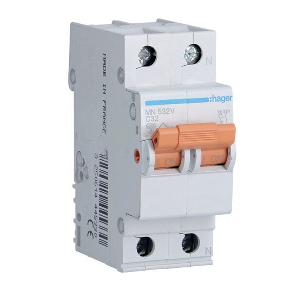 Interruptor automático magnetotérmico serie MN 1P+N 32A curva C 6kA