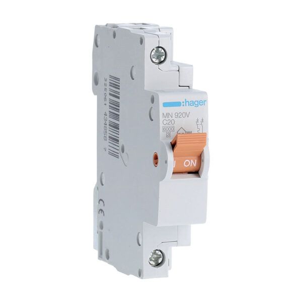 Interruptor automático magnetotérmico serie MN 1M 1P+N 20A C 6KA