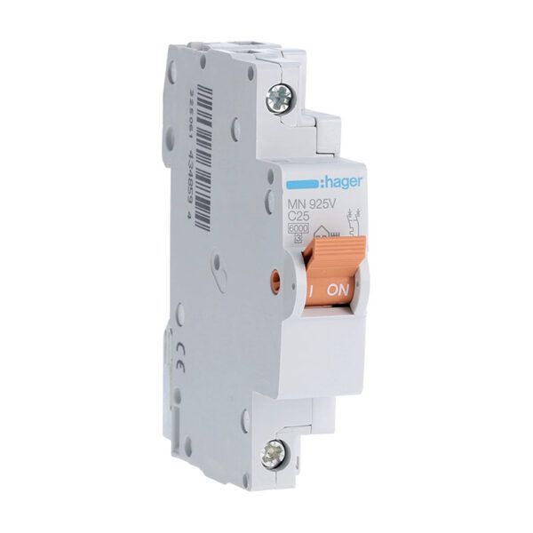 Interruptor automático magnetotérmico serie MN 1M 1P+N 25A C 6KA